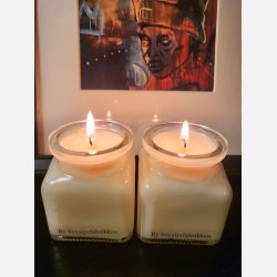 Soyalys i glas med korkprop