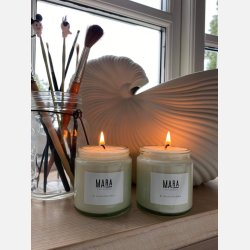 Soyalys i klart apotekerglas, 27 brndetimer